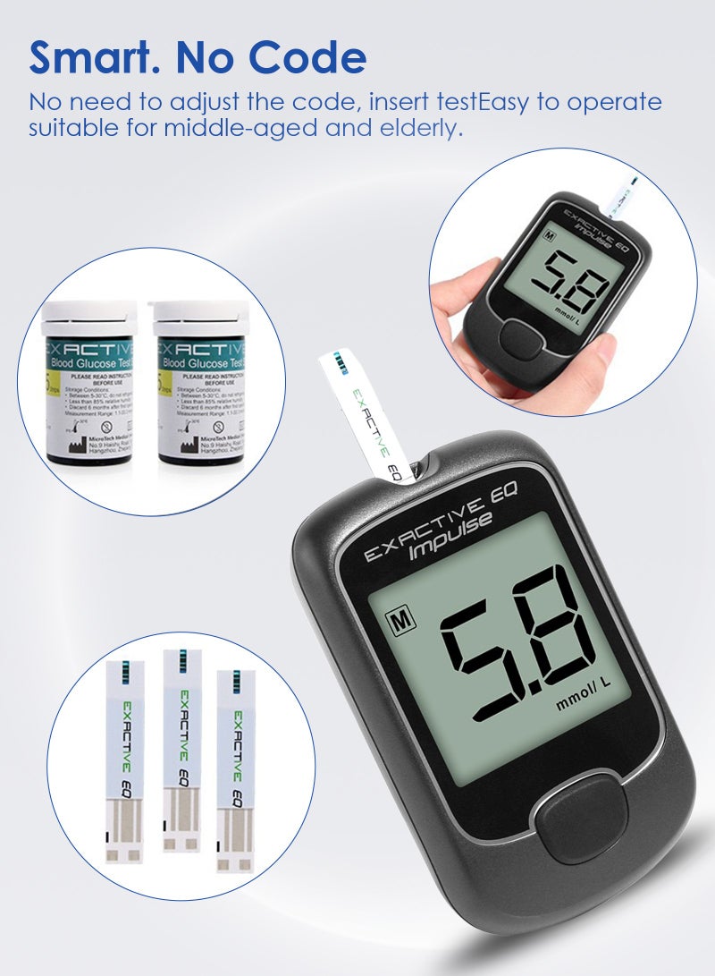 ULHYC Blood Glucose Meter, Fully Automatic Blood Glucose Monitor with LCD Display, Includes 50 Test Strips and Lancets - Image 2